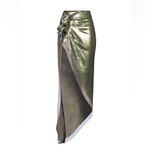 Rick Owens Asymmetrical Metallic Gold Skirt